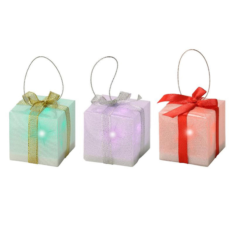 Load image into Gallery viewer, Lumineo kersthanger cadeau met 1 led lamp multikleur effect op batterij