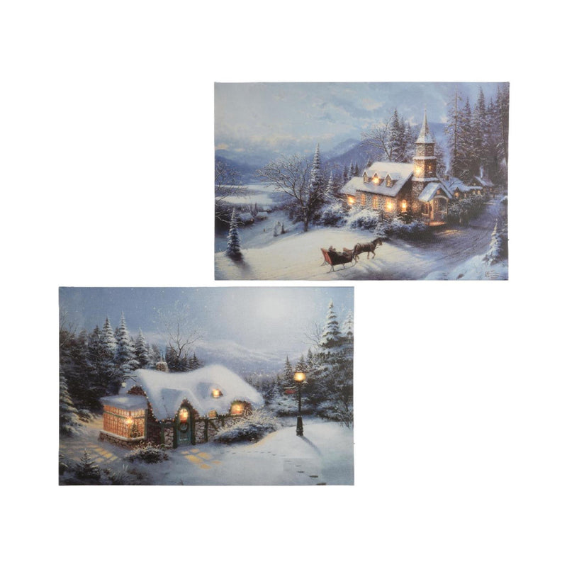 Afbeelding laden in galerijviewer, Lumineo kerst canvas led batterijverlichting 1,5x38x28cm warm wit 2 assorti