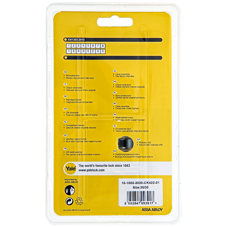 Load image into Gallery viewer, Yale 1060531 - knopcilinder 1000 mv 60mm(30 30) | 5 stuks