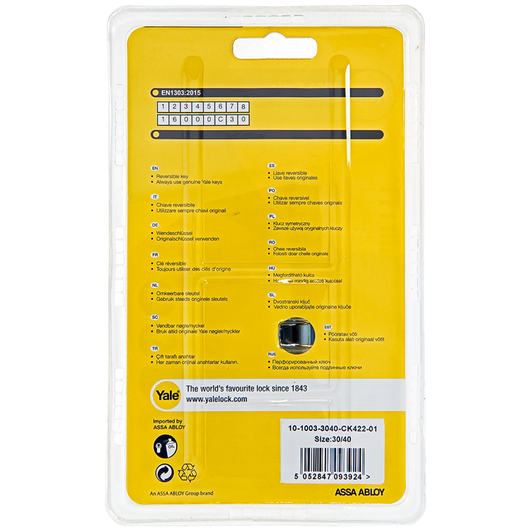 Load image into Gallery viewer, Yale 1060538 - knopcilinder 1000 mv 70mm(30 40) | 5 stuks
