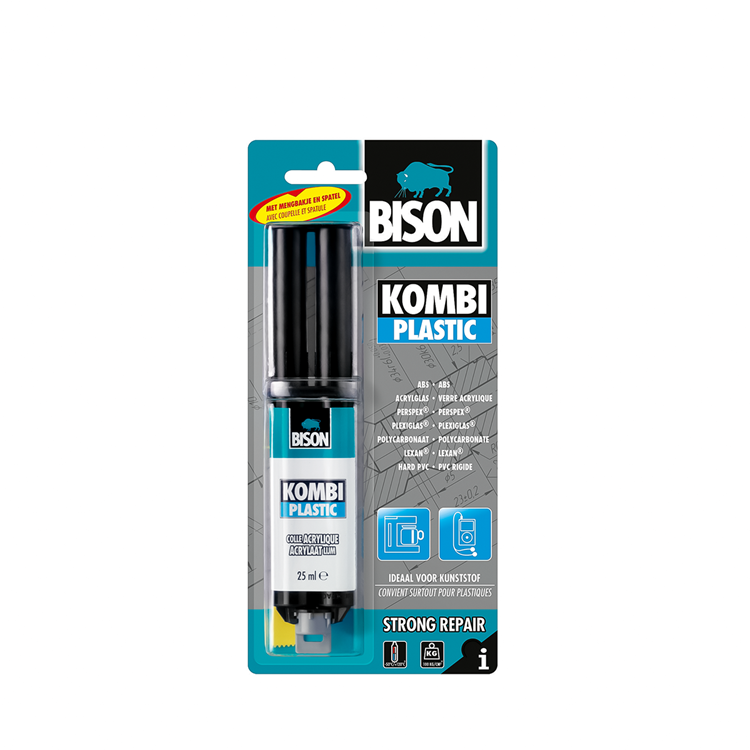 Load image into Gallery viewer, Bison kombi plastic blister 25 ml, super sterk, vullend, 2-componentenlijm, inclusief mengbankje en mengspatel, temperatuurbestendig van - 40°c tot + 120°c