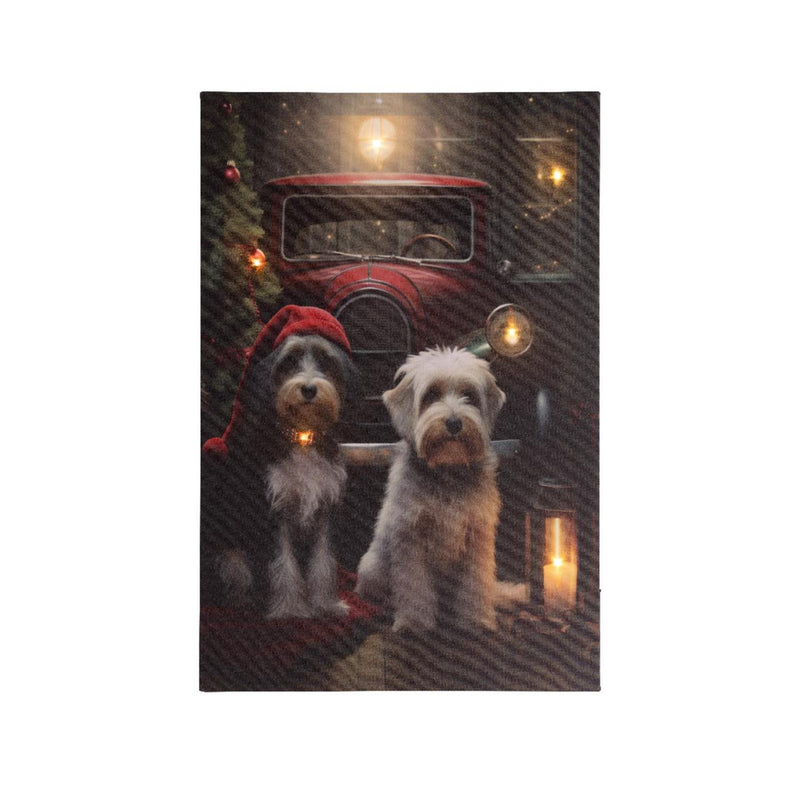 Load image into Gallery viewer, Lumineo kerst canvas honden led 1,5x38x58cm warm wit