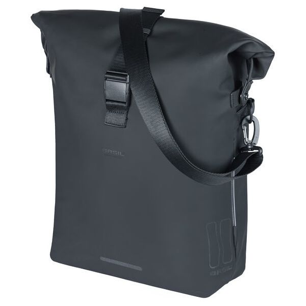 Load image into Gallery viewer, Basil SoHo MIK Side fietsschoudertas - zwart, waterdicht, PU, Nordlicht LED, 17l