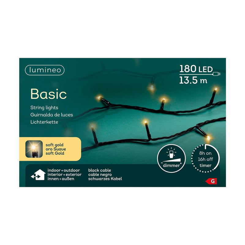 Afbeelding laden in galerijviewer, Lumineo kerstverlichting basic 180led outdoor 13,5m champagne