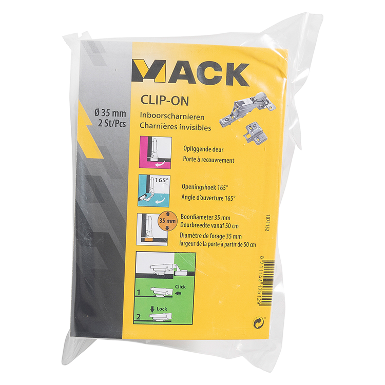 Load image into Gallery viewer, Mack 1071152 - 2 inboorsch. clip on soft cl. 35mm 165° opliggende deur | 5 stuks