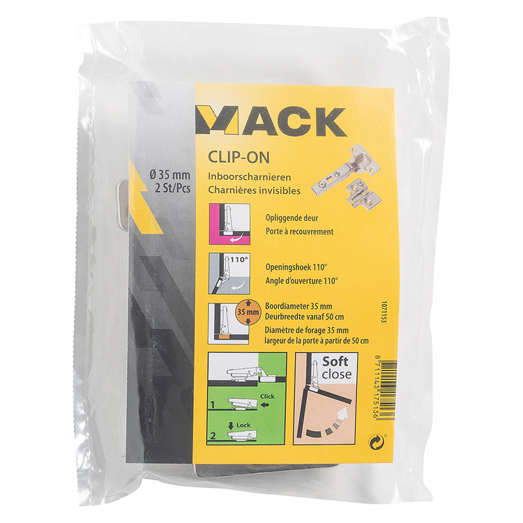 Load image into Gallery viewer, Mack 1071153 - 2 inboorsch. clip on soft cl. 35mm 110° opliggende deur | 5 stuks