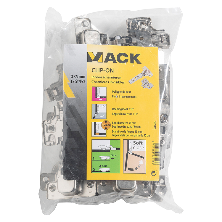 Load image into Gallery viewer, Mack 1071155 - 12 inboorsch. clip on soft cl.35mm 110° opliggende deur | 5 stuks