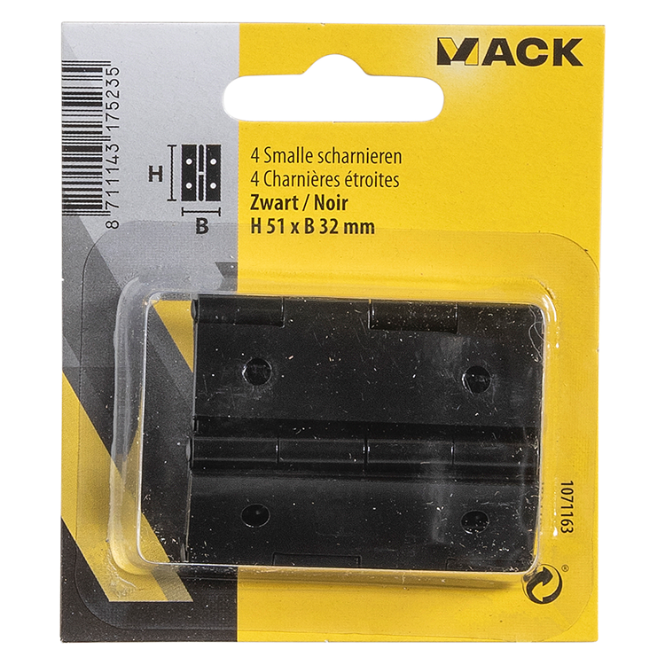 Load image into Gallery viewer, Mack 1071163 - 4 smalle scharnieren zwart h 51 x b 32 mm | 5 stuks