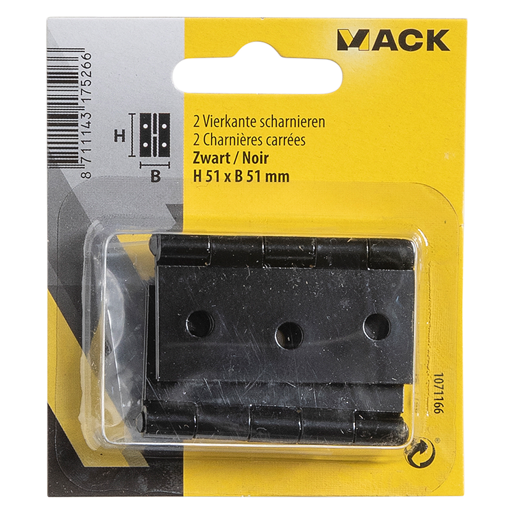 Load image into Gallery viewer, Mack 1071166 - 2 vierkante scharnieren zwart h 51 x b 51 mm | 5 stuks