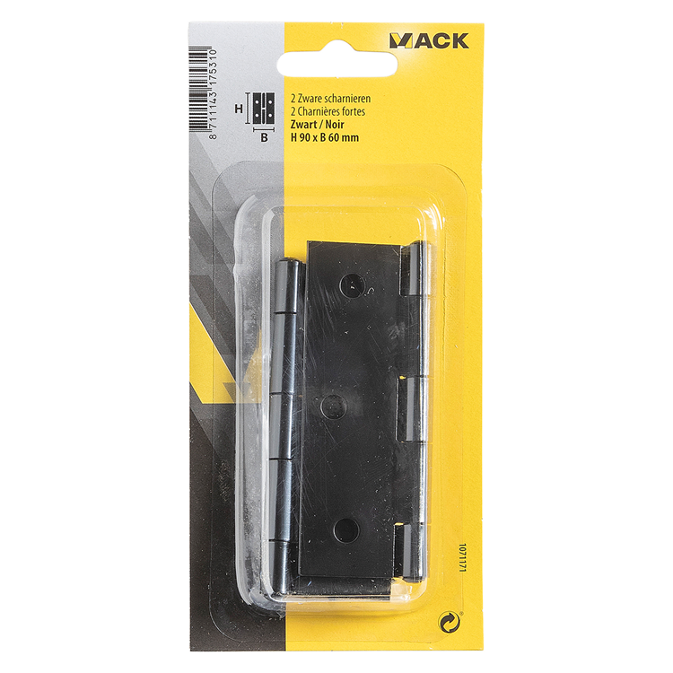 Load image into Gallery viewer, Mack 1071171 - 2 zware scharnieren zwart h 90 x b 60 mm | 5 stuks