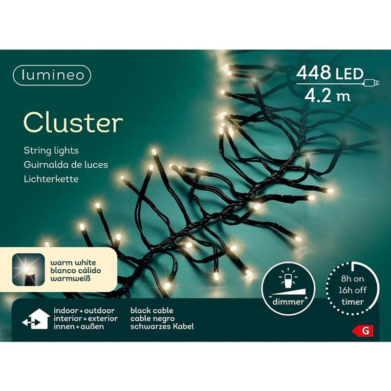 Afbeelding laden in galerijviewer, Lumineo led cluster verlichting warm-wit 420cm 440 lampen met 8-uurs timer en dimfuctie