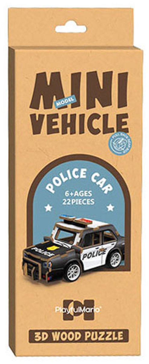 Load image into Gallery viewer, Lobbes speelgoed bv lobbes houten bouwpakket politieauto 3d speelgoed met pullback functie.