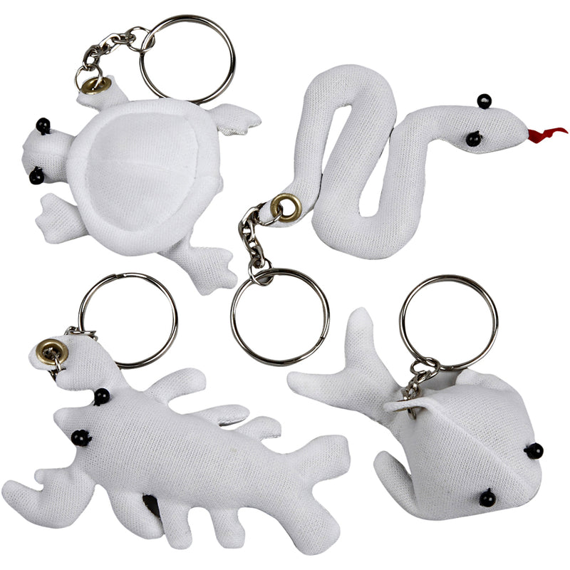 Load image into Gallery viewer, Http: www.cchobby.nl figuren-van-textiel-met-sleutelhanger-afm-4-8-cm-wit-4-stuk-1-doos