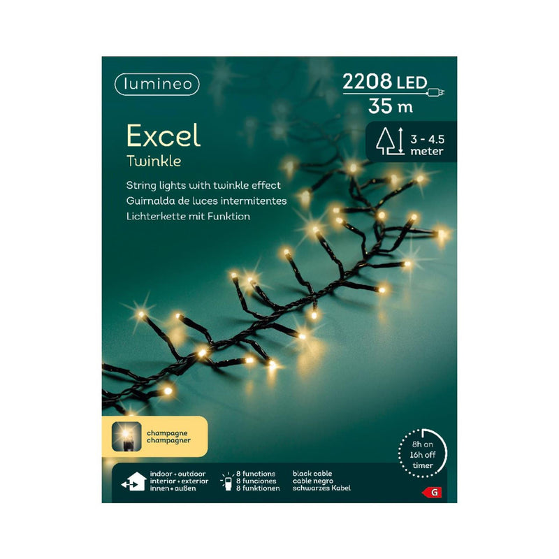 Load image into Gallery viewer, Lumineo kerstverlichting excel twinkel 35 meter 2208 lampen champagne