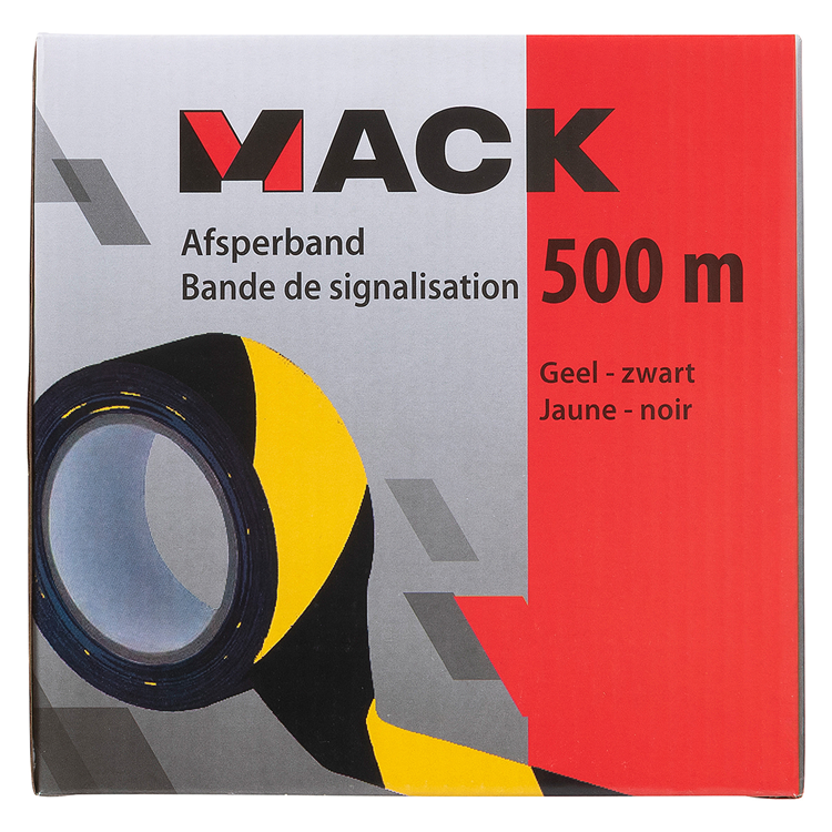 Load image into Gallery viewer, Mack 1072142 - afsperband geel zwart doos 75mm x 500m - 35 micron | 3 stuks