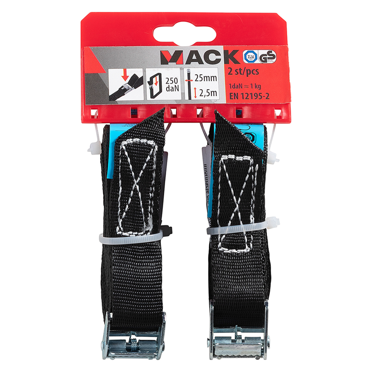 Load image into Gallery viewer, Mack 1072103 - 2 spanbanden met veerklem 25mm - 2,5m max250kg | 3 stuks