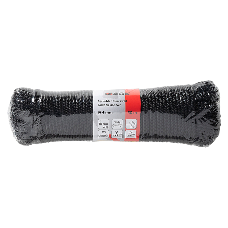 Load image into Gallery viewer, Mack 1072116 - pp gevlochten zwart bobijn 4mm 50m | 5 stuks