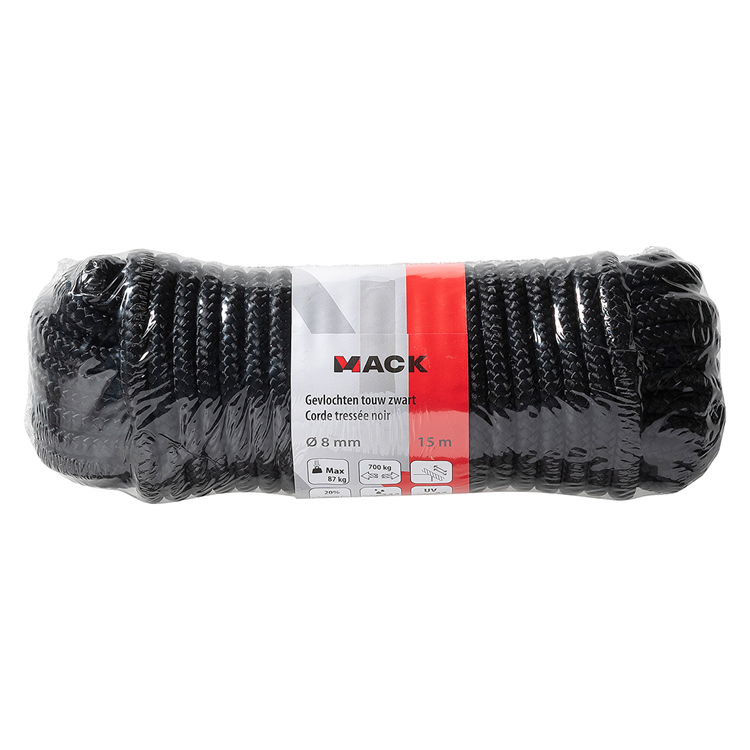 Load image into Gallery viewer, Mack 1072118 - pp gevlochten zwart streng 8mm 15m | 5 stuks