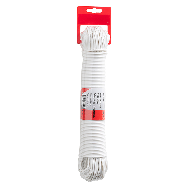 Load image into Gallery viewer, Mack 1072121 - waslijndraad pp wit streng 3mm 60m met staaldraad kern | 5 stuks