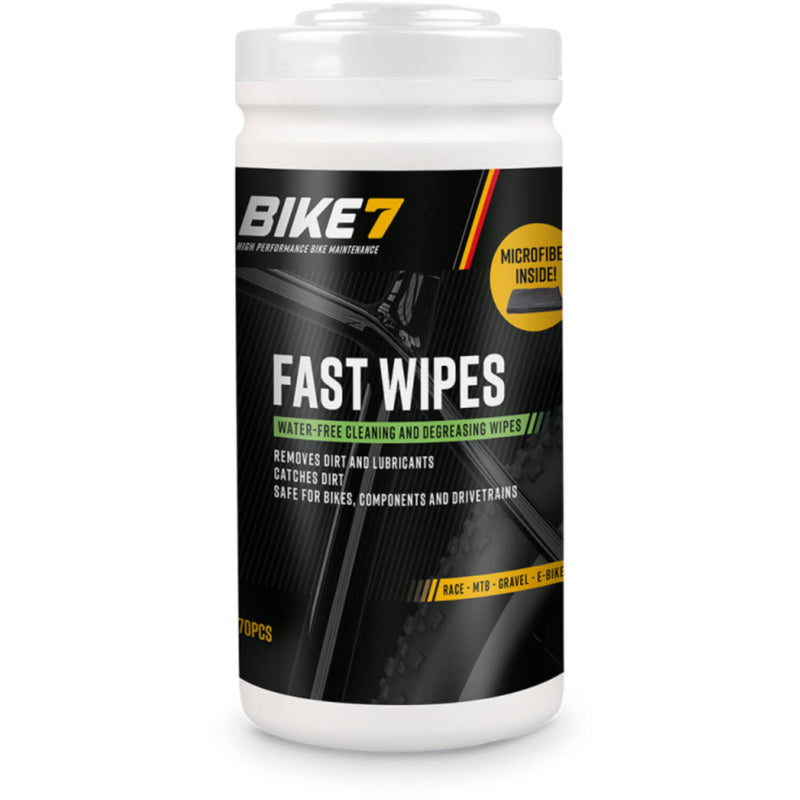 Load image into Gallery viewer, Bike7 - fast wipes pot met 70 doekjes inclusief microvezel poetsdoek