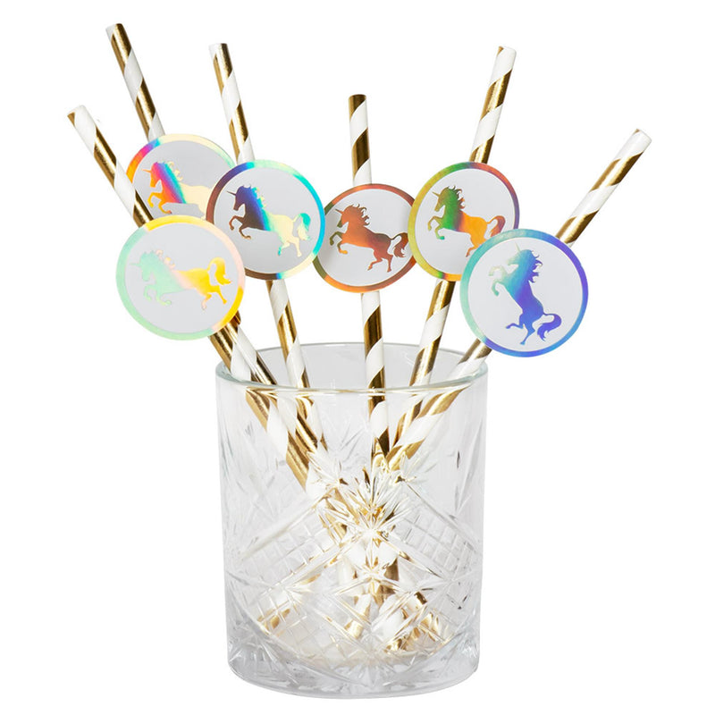 Load image into Gallery viewer, Boland papieren rietjes eenhoorn set a 6 stuks 20cm