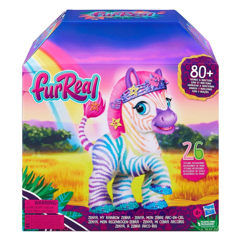 Afbeelding laden in galerijviewer, FurReal Friends FurReal Zenya My Rainbow Zebra + Geluid en Accessoires