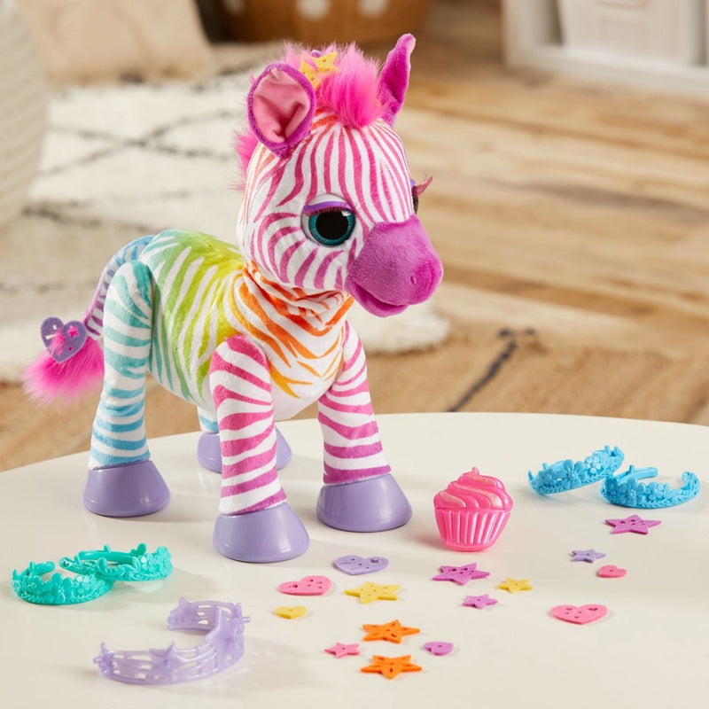 Afbeelding laden in galerijviewer, FurReal Friends FurReal Zenya My Rainbow Zebra + Geluid en Accessoires