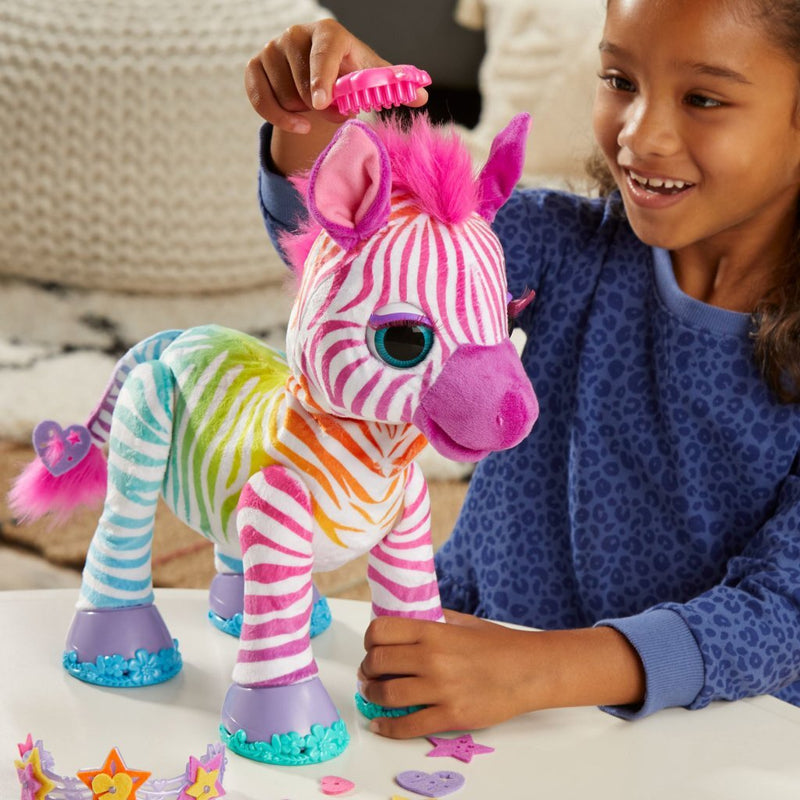 Afbeelding laden in galerijviewer, FurReal Friends FurReal Zenya My Rainbow Zebra + Geluid en Accessoires