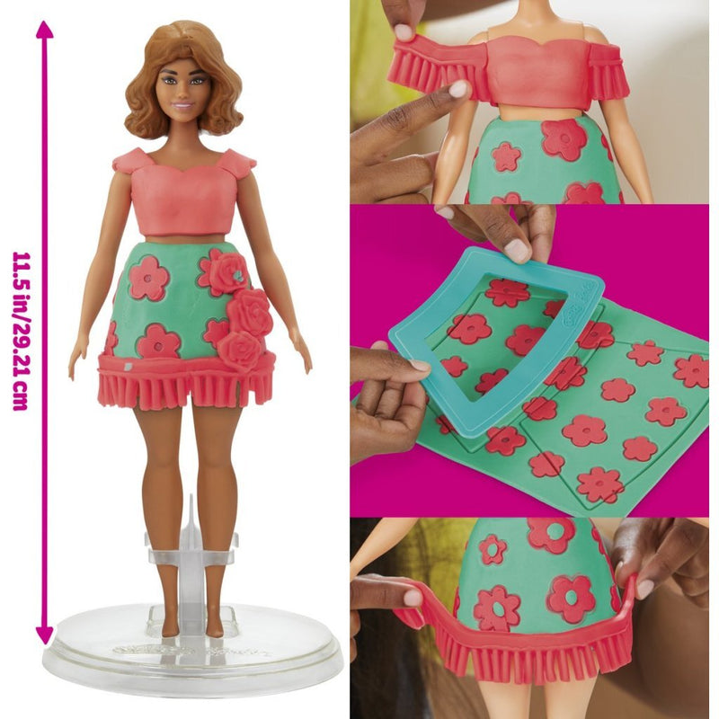 Load image into Gallery viewer, Play-doh -set barbie bloemen en franjes - maak poppenkleertjes - boetseerklei