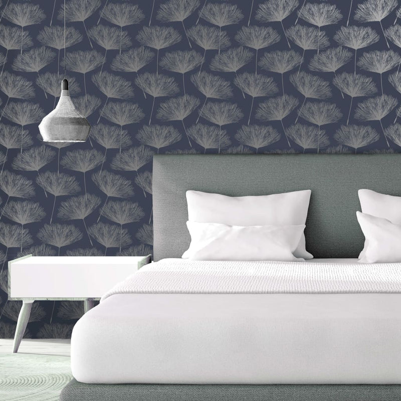 Load image into Gallery viewer, DUTCH WALLCOVERINGS DUTCH WALLCOVERINGS Behang Fleur marineblauw en grijs