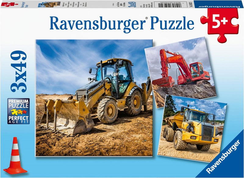 Load image into Gallery viewer, Ravensburger puzzel bouwvoertuigen 3x49