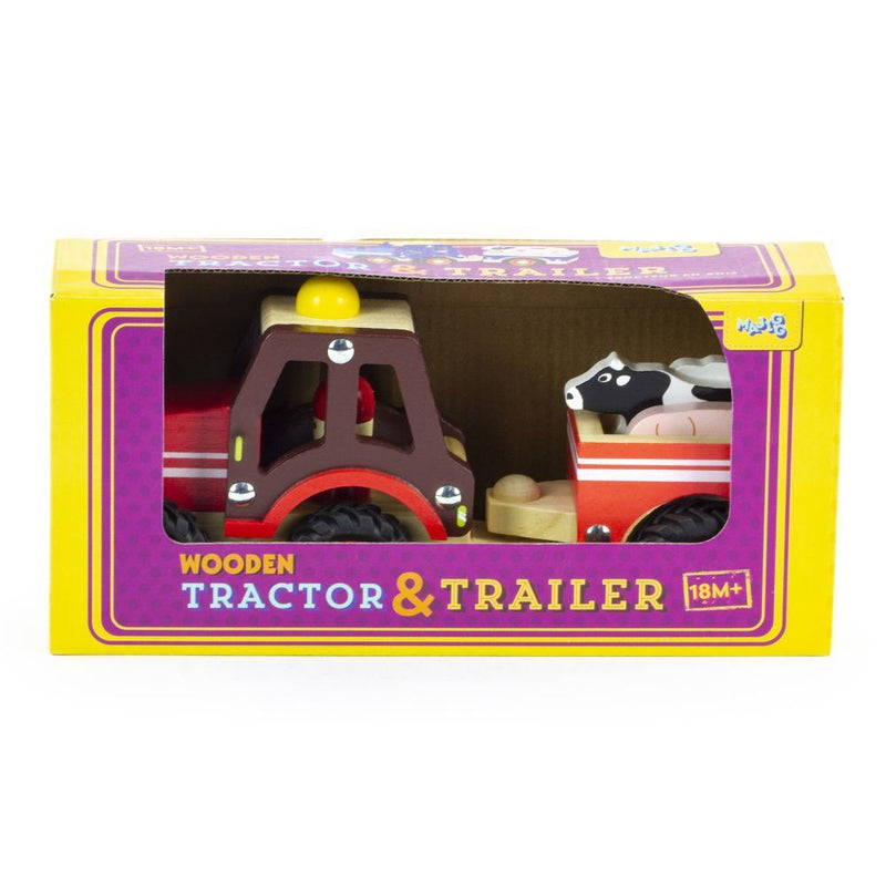 Load image into Gallery viewer, Retro houten tractor+trailerset. fsc. 2+
