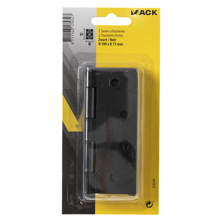 Load image into Gallery viewer, Mack 1071172 - 2 zware scharnieren zwart h 100 x b 75 mm | 5 stuks