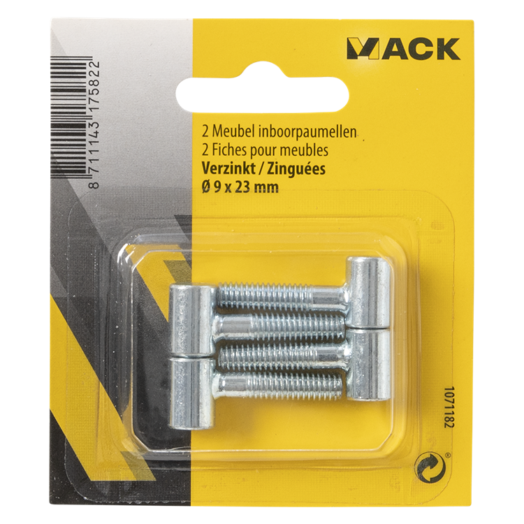 Load image into Gallery viewer, Mack 1071182 - 2 meubel inboorpaumellen verzinkt ø 9 x 23 mm | 5 stuks