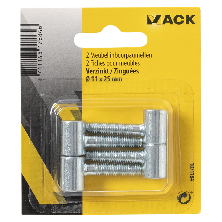Load image into Gallery viewer, Mack 1071184 - 2 meubel inboorpaumellen verzinkt ø 11 x 25 mm | 5 stuks