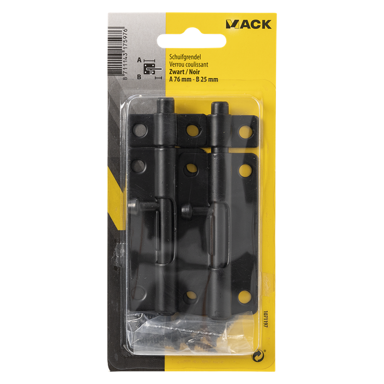 Load image into Gallery viewer, Mack 1071197 - 2 grendels zwart a 76 mm b 25 mm | 6 stuks