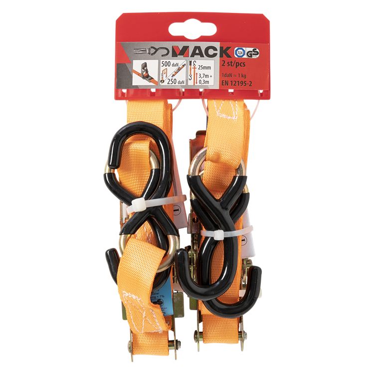 Load image into Gallery viewer, Mack 1072108 - 2 spangordels pe, ratelspanner25mm-4m max 500kg 2d,2 s haken | 5 stuks