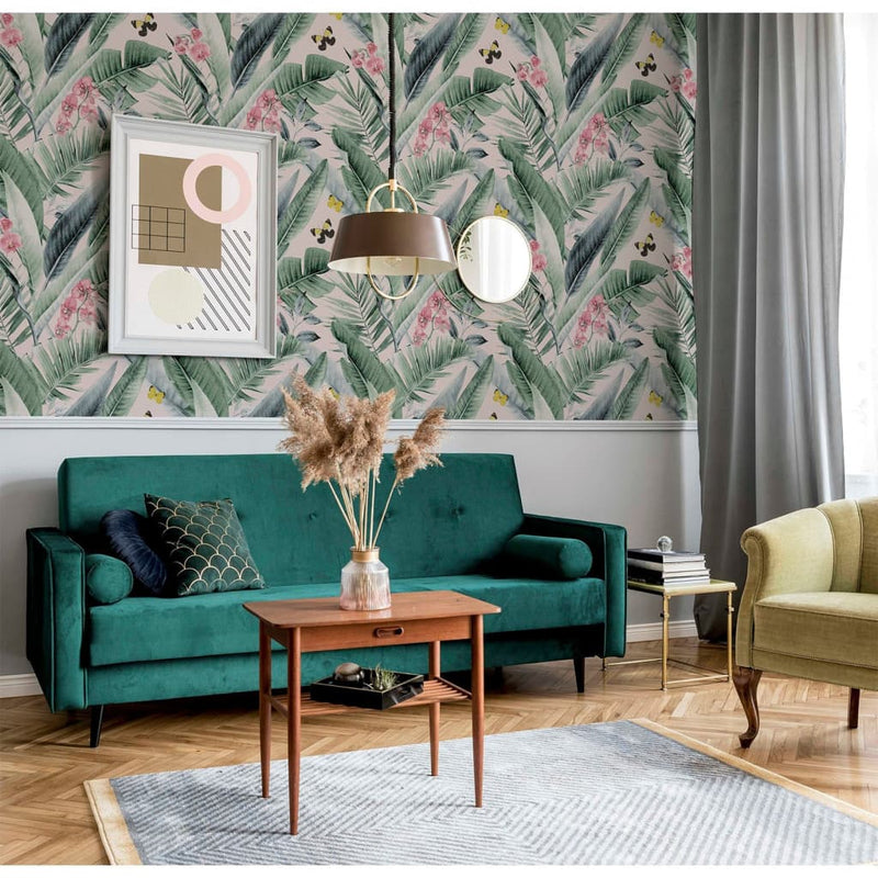Load image into Gallery viewer, DUTCH WALLCOVERINGS DUTCH WALLCOVERINGS Behang Lush Tropical roze en blauw