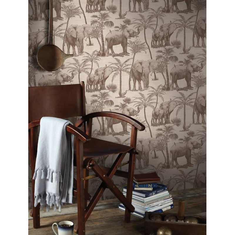 Load image into Gallery viewer, DUTCH WALLCOVERINGS DUTCH WALLCOVERINGS Behang Elephant Grove houtskoolkleurig
