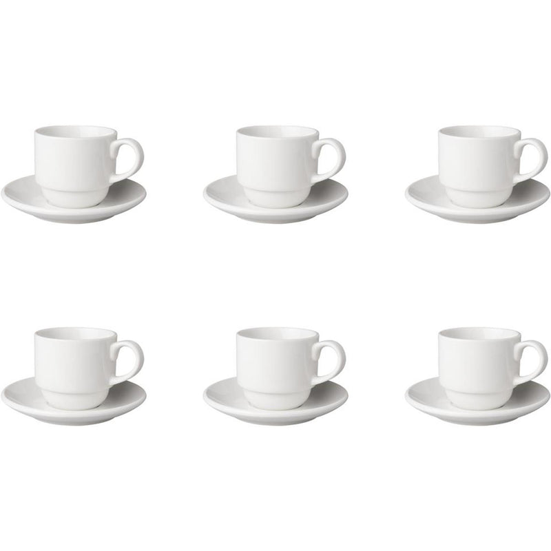 Afbeelding laden in galerijviewer, Mammoet kop en schotel budgetline breed 200ml porselein wit (set van 6 )