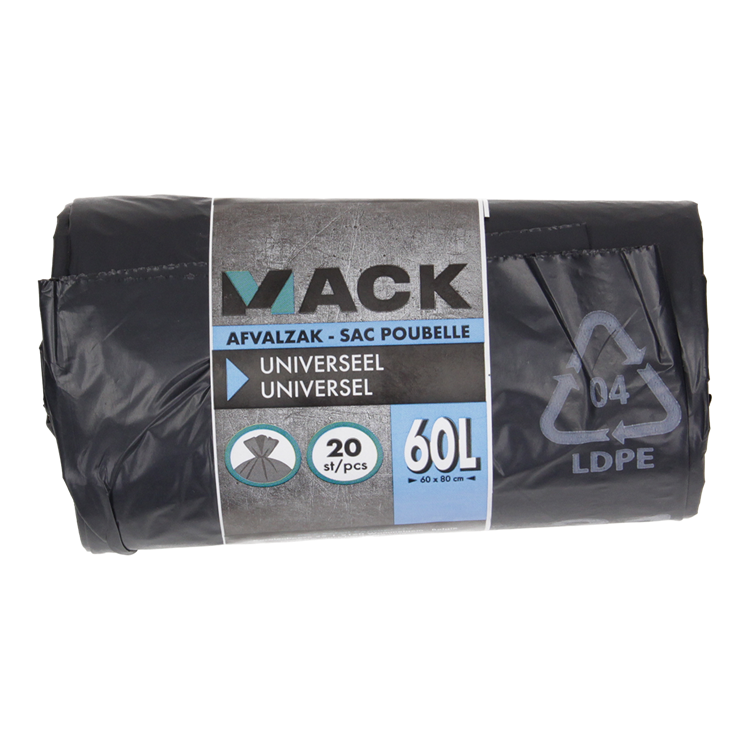 Load image into Gallery viewer, 1054872 - afvalzak 60l, zwart ldpe 20 st per rol | 15 stuks