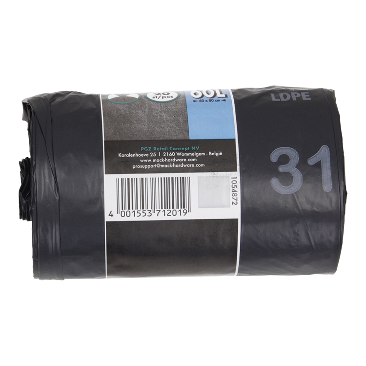 Load image into Gallery viewer, 1054872 - afvalzak 60l, zwart ldpe 20 st per rol | 15 stuks