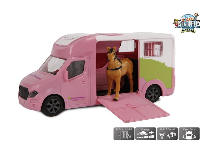 Load image into Gallery viewer, Kids globe paardentruck die cast roze