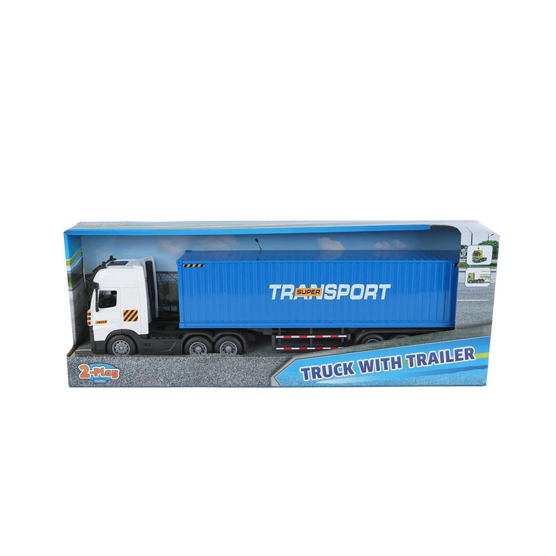 Load image into Gallery viewer, 2-play vrachtwagen met oplegger frictie licht en geluid 38cm