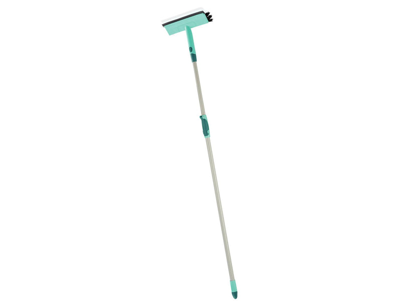 Load image into Gallery viewer, Leifheit raamwisser met borstel en telescoopsteel - 28 cm wisbreedte - 110-190 cm - click system - turquoise - grijs
