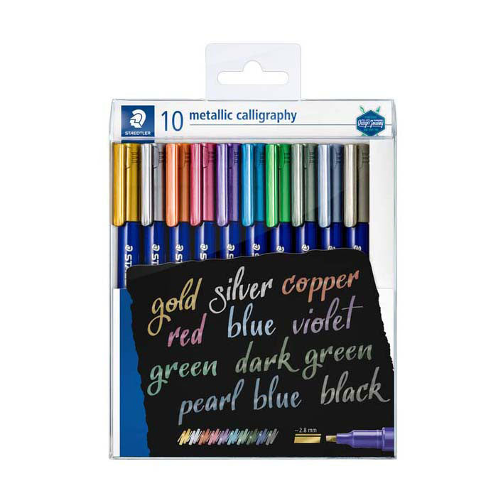Load image into Gallery viewer, Quantore kalligrafiepennen metallic set - 10 kleuren