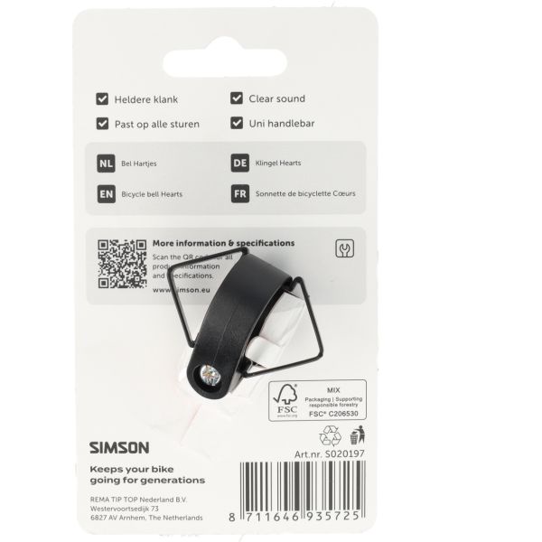Load image into Gallery viewer, Simson fietsbel hartjes