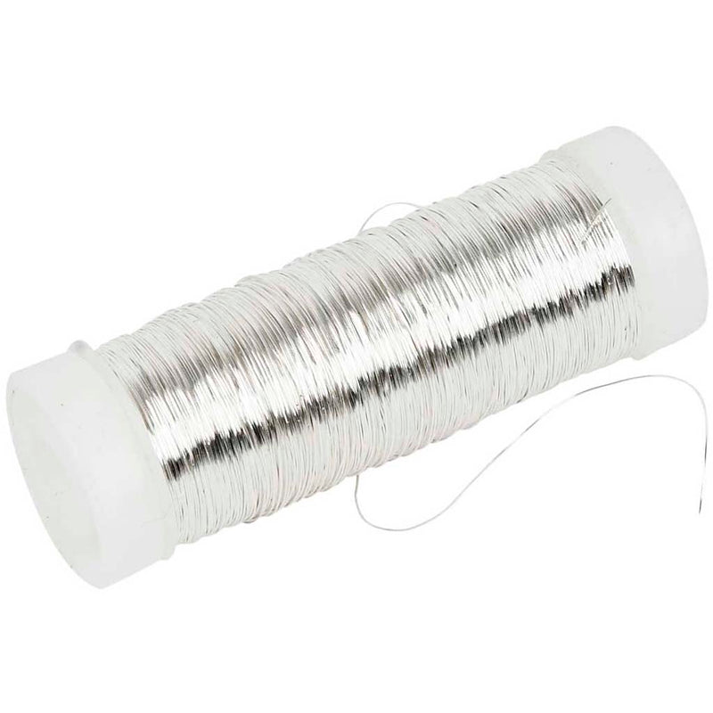 Afbeelding laden in galerijviewer, Https: www.cchobby.nl verzilverd-draad-dikte-0-2-mm-verzilverd-50-gr-110-m-1-rol