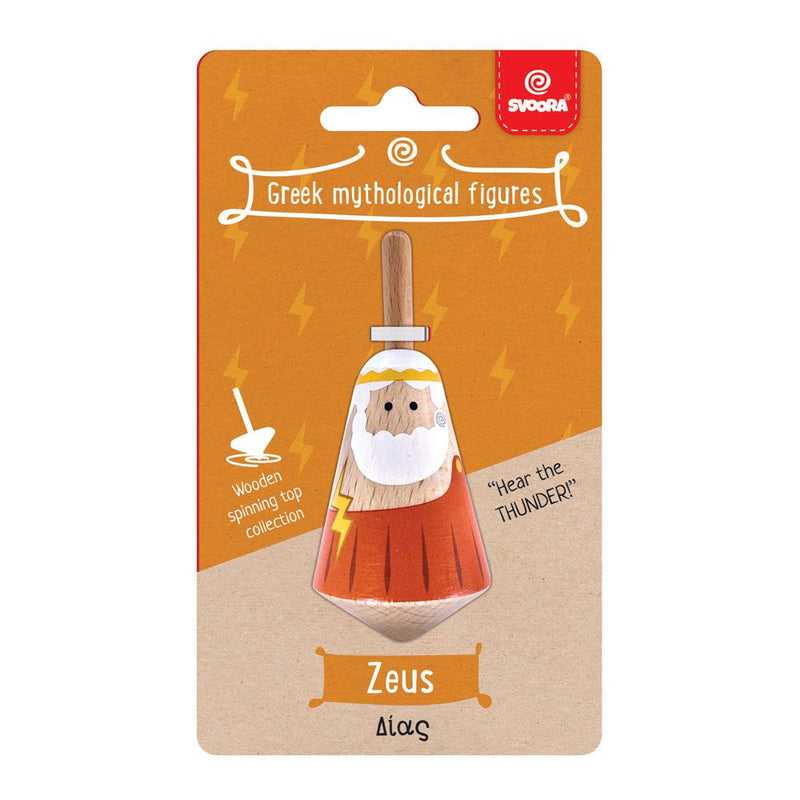 Load image into Gallery viewer, Griekse houten tol: zeus. 3,5x3,5x8 cm.