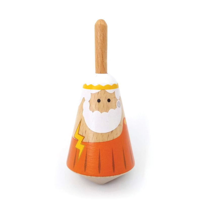 Load image into Gallery viewer, Griekse houten tol: zeus. 3,5x3,5x8 cm.